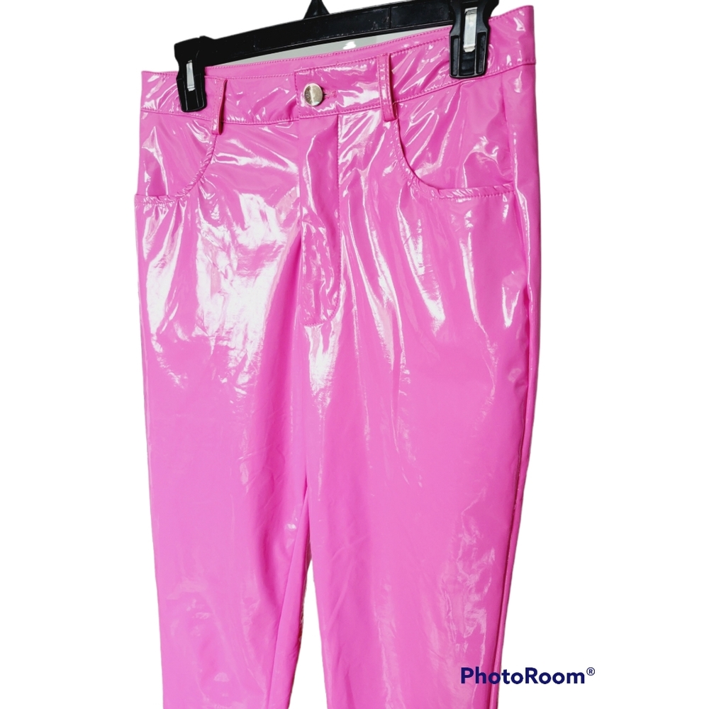 Fashion Nova High-Waisted Pink Vinyl Pants - Picture 8 of 11